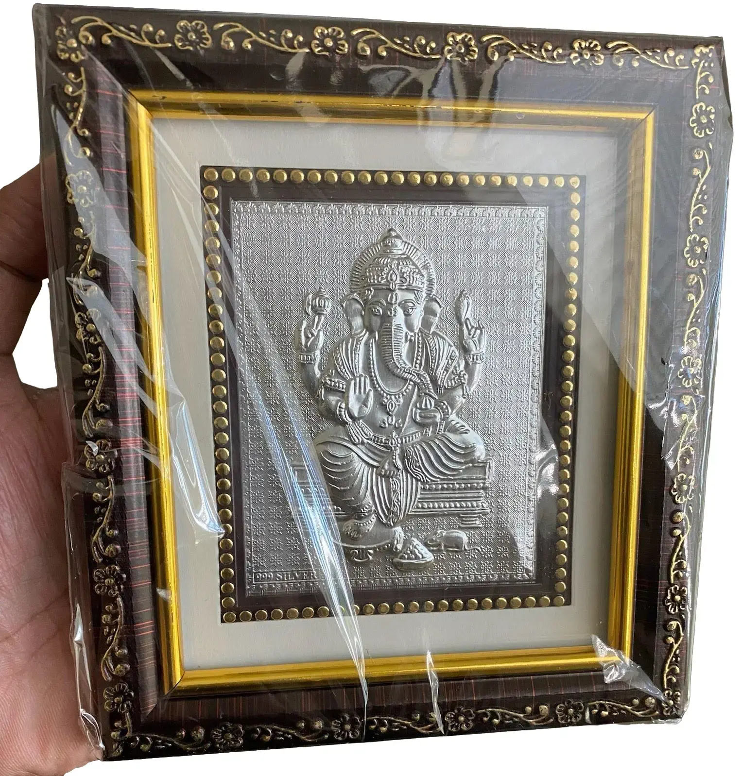 Traditional Wooden Photo Frames with Pure Silver God Pictures - 5.5"x5". Can be a table top or hanged on the wall.