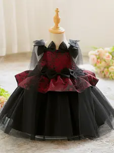 Black Baby Girl Clothes Bow Kids Party Toddle Halloween Dress Child Cosplay Costume Fancy Carnival Pumpkin Witch Vampire Bombshell Baby Dress for all Season 6 Months to 3 Years