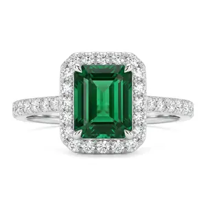1.00 Carat (Ctw) Lab-Created Emerald Ring with Diamonds in Sterling Silver 2026,Fashion Jewelry for Party & Daily Wear,Engagement & Wedding Jewelry for Her
