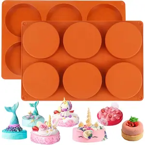 Molds for Baking (2 Pack)6-Cavity Large Round Disc Mold/English Muffins Pan/ Coaster Mold Non-Stick for Hamburger  Cake Pie Custard Tart Whoopie Pie Egg Pan