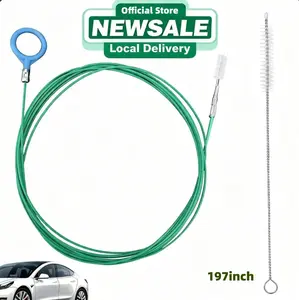 Car Sunroof Drain Cleaning Tool, Extra Long Flexible Wire Cleaner Unclogger with Straight Brush Syringe Leather Hose & Sponge for Auto Sun Roof Cover Windshield AC Line Pipe Detailing