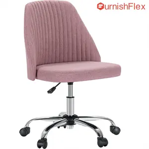 FurnishFlex Cute Desk Chair Armless  Modern Fabric Home Office Desk Chairs with Wheels