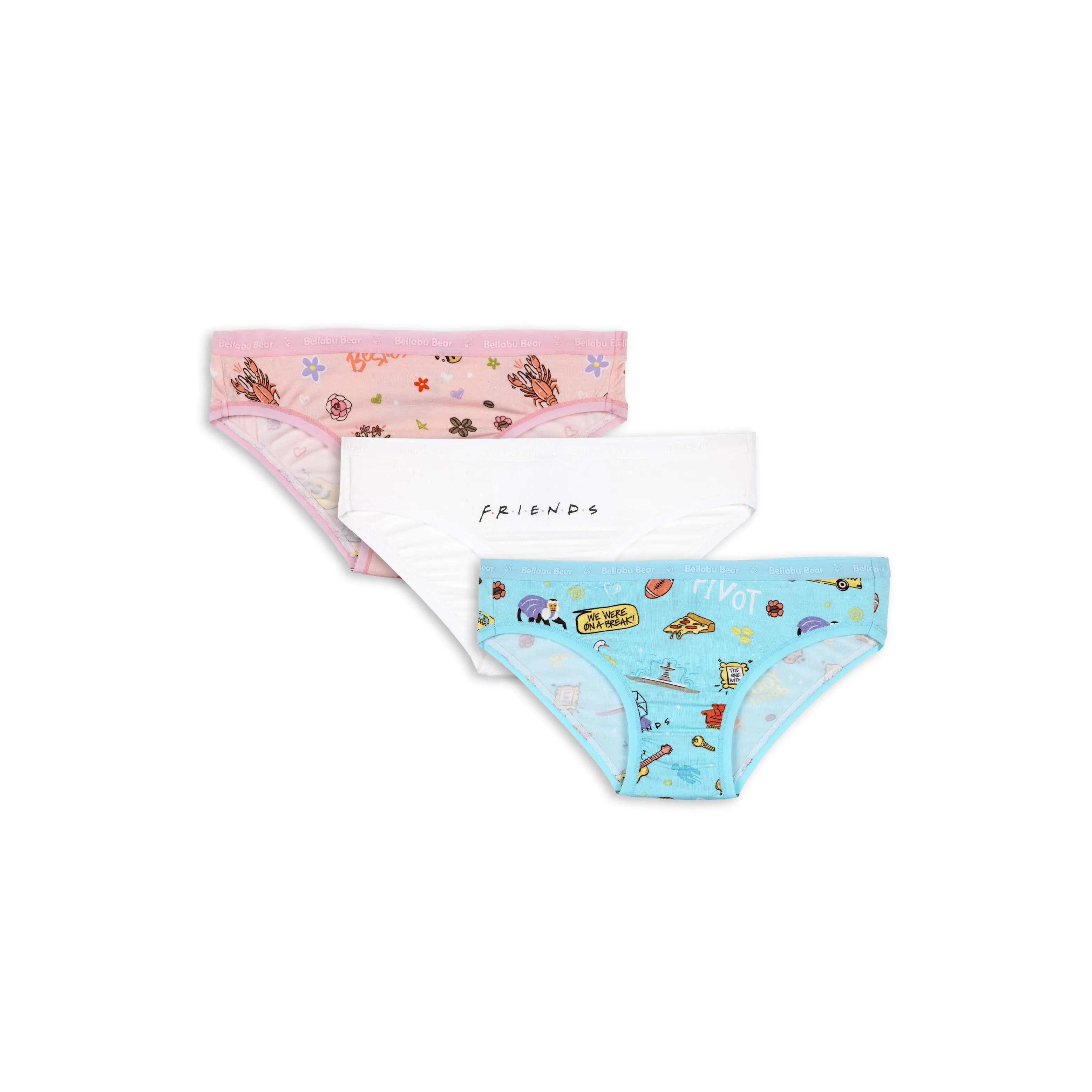 Bellabu Bear FRIENDS Women's Bamboo Underwear 3-Pack