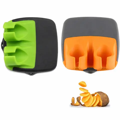 2 Pcs Hand Vegetable Peeler Palm Peeler Rubber Finger Grips Comfortable to Peel Pumpkin, Carrot, Cucumber, Potato and More