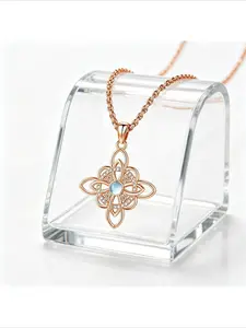 Celtic Knot Moonstone Pendant Necklace ✨Rose Gold Vintage Lucky Amulet Jewelry for Women Irish Boho Crystal Necklace Gift for Her