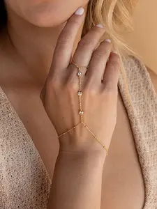 Ethnic style personalized with diamond finger bracelet metal chain finger chain rhinestone hand back chain used to send friends couple heartfelt gift Fashionable Bracelet Personalized Jewelry