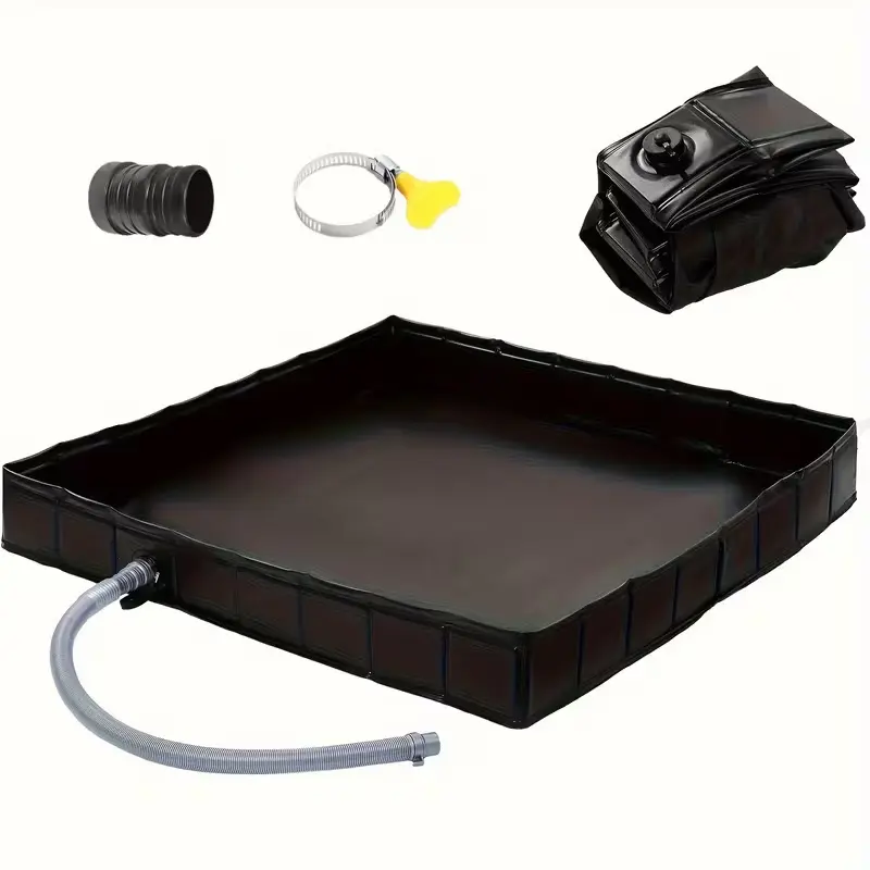 Portable foldable shower tray with drain hose-outdoor shower base, suitable for RV, camping, home use-easy to set up and store, no electricity required, portable shower, camping necessities, compact design, lightweight design, Home