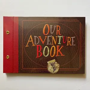 Our Adventure Book Scrapbook, Embossed Words Hard Cover Movie Up Travel Scrapbook