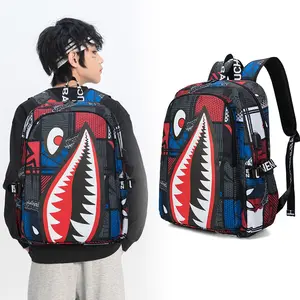 Teen Backpack with Shark Print - Waterproof School Bag for Boys & Girls |     Large Capacity Anti-Theft Daypack, Lightweight for Commute & Sports (TikTok Shop Trending)