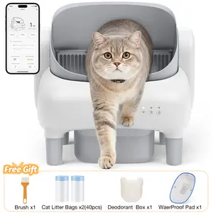 Multi-Cat Smart Self-Cleaning Litter Box, Open-Top APP Control, Odor-Free Waste Disposal includes Trash Bags