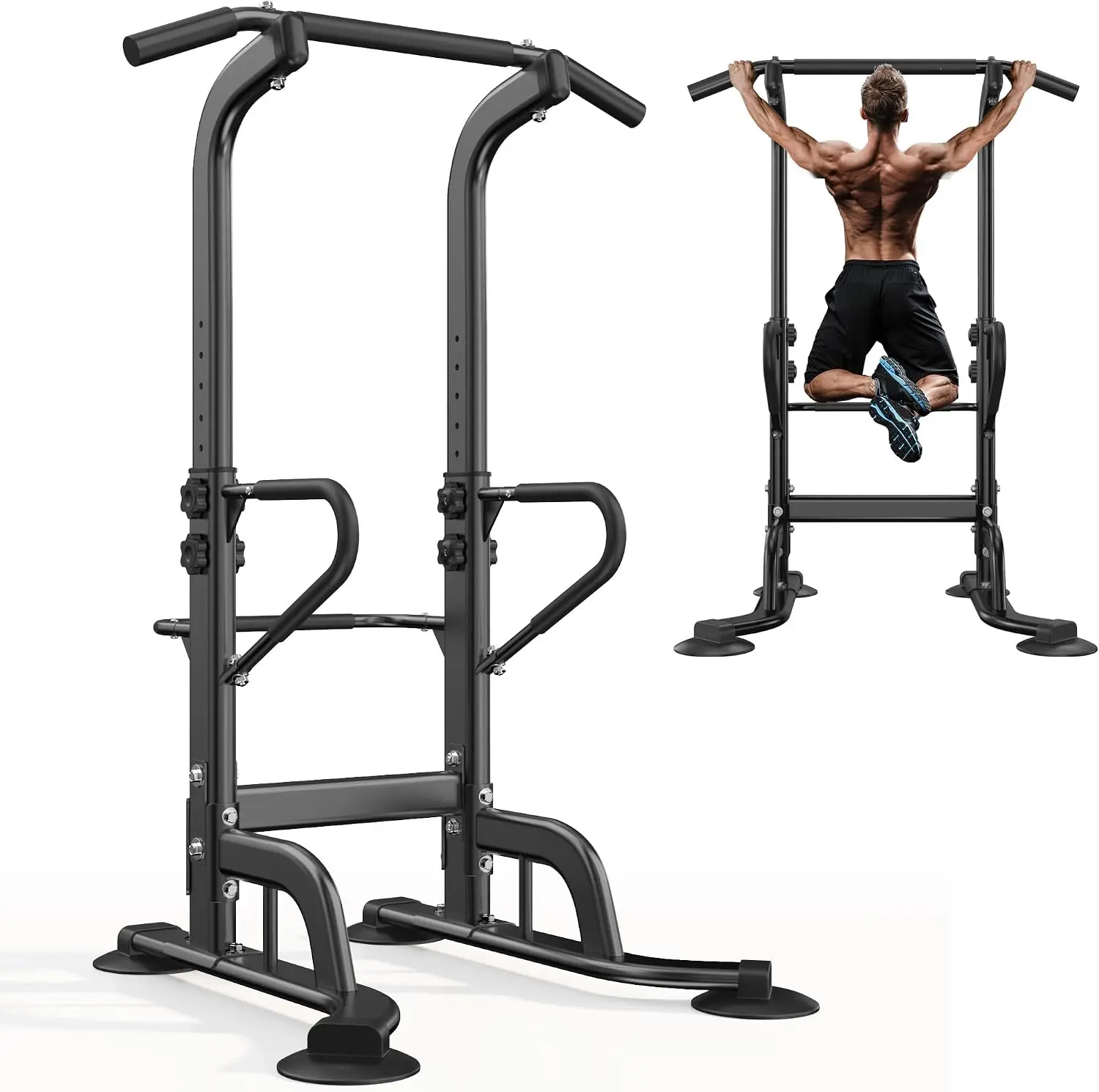 Multi-Function Power Tower Pull Up Bar – 11-Level Adjustable Height 330LBS Heavy Duty Home Gym Strength Training Station for Full Body Workout