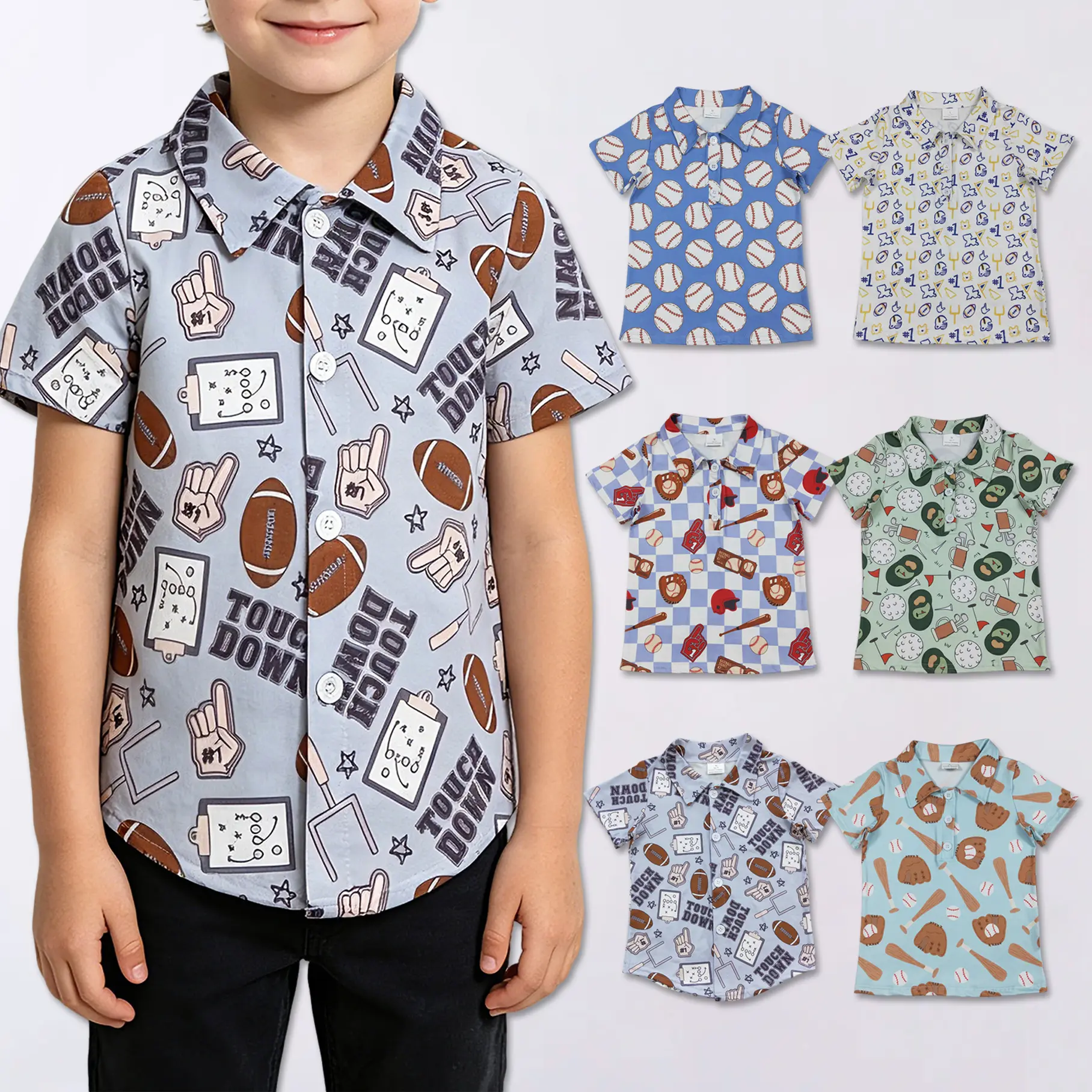 Boys Game Day Football polo Shirt