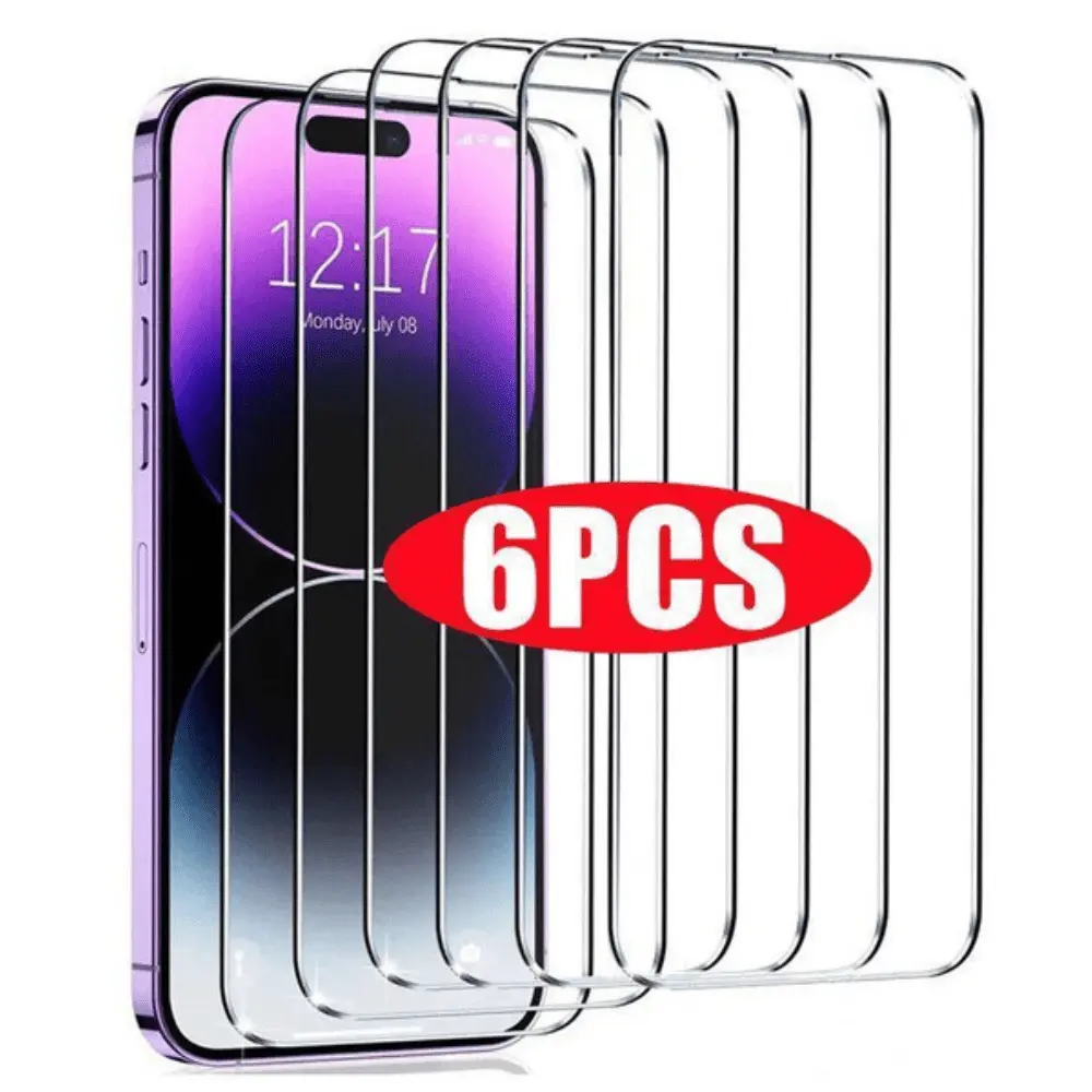 6Pcs Screen Protectors Tempered Glass for iPhone 11/ 12/ 13/ 14/ 15/ 16, XS MAX, XR, X, 7/ 8 Plus, Clear, iPhone Screen Protection, 6 pack