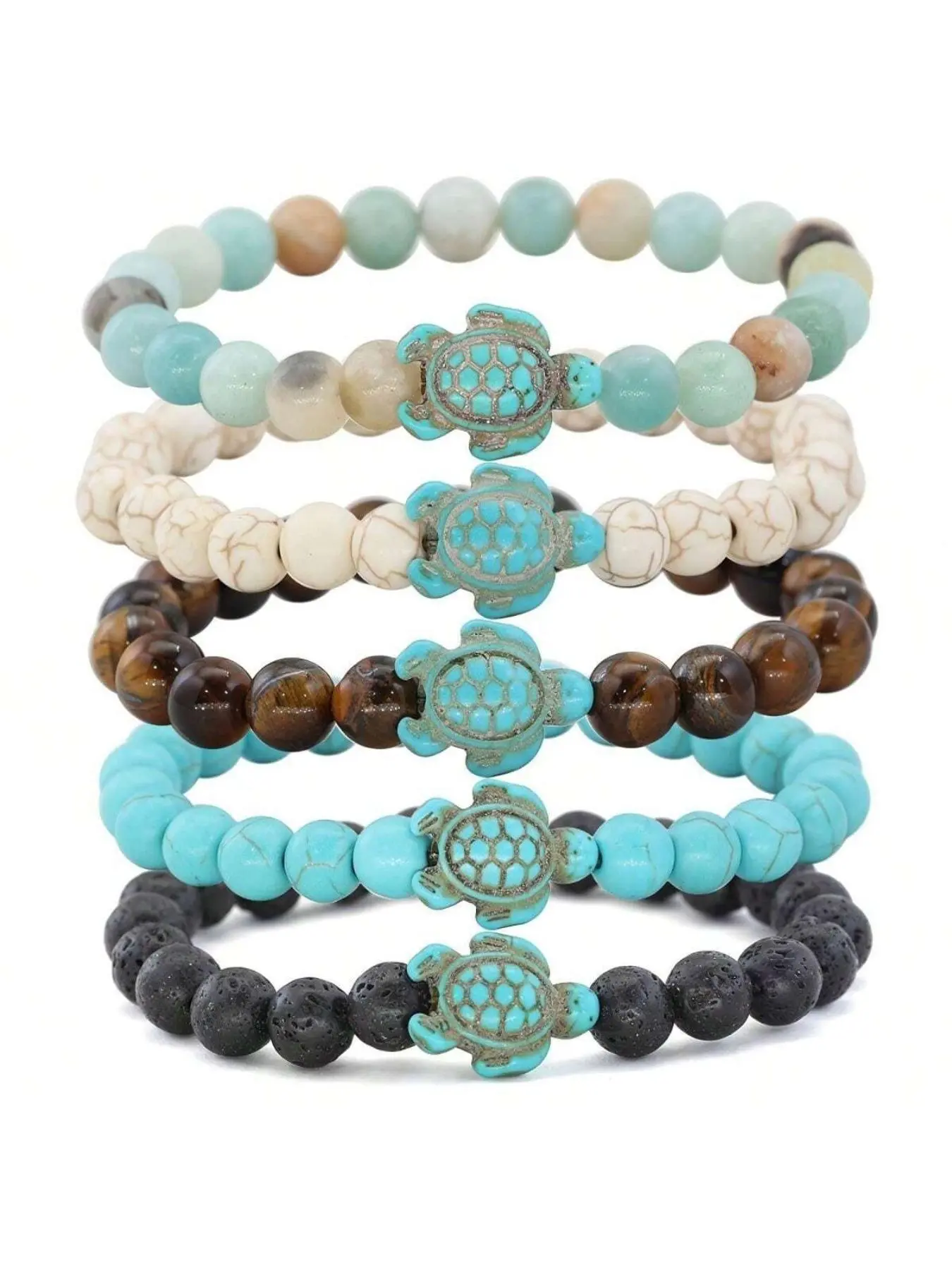 Boho Style Turtle Charm Beaded Bracelet, Fashion Jewelry for Party, Daily Clothing Decor, Trendy All-match & Exquisite Jewelry for Birthday Gift, Stackable Bracelets, Stackable Bracelet Set