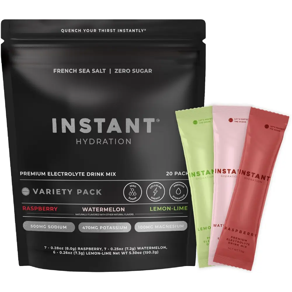 Electrolyte Powder Packets Variety Pack Sugar Free Drink Mix Watermelon Raspberry Lemon Lime Magnesium Potassium 20 Sticks