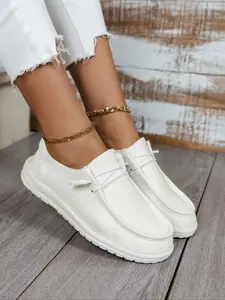 Women's 1 Pair Minimalist Casual Plain Round Toe Flat Sole Slip-on Shoes, Casual Comfortable Versatile Shoes For Daily Wear