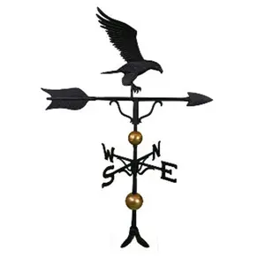 212 MAIN 500 Series 52 In. Deluxe Black Full-Bodied Hand Cast Aluminum Eagle Weathervane, Home Improvement & Garden Decor Accessory, Adjustable Base, Garage Decor Addition