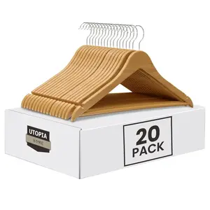Utopia Home 20 Pack Wooden Hangers Slim Durable 360-Degree Rotatable Coat Hangers With Shoulder Grooves Sustainable Design
