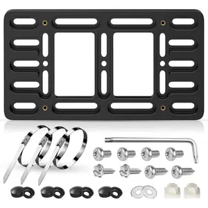 Front License Plate Bracket Holder, 2 Drill License Plate Mount, Universal Bumper Car Tag Frame Mounting kit