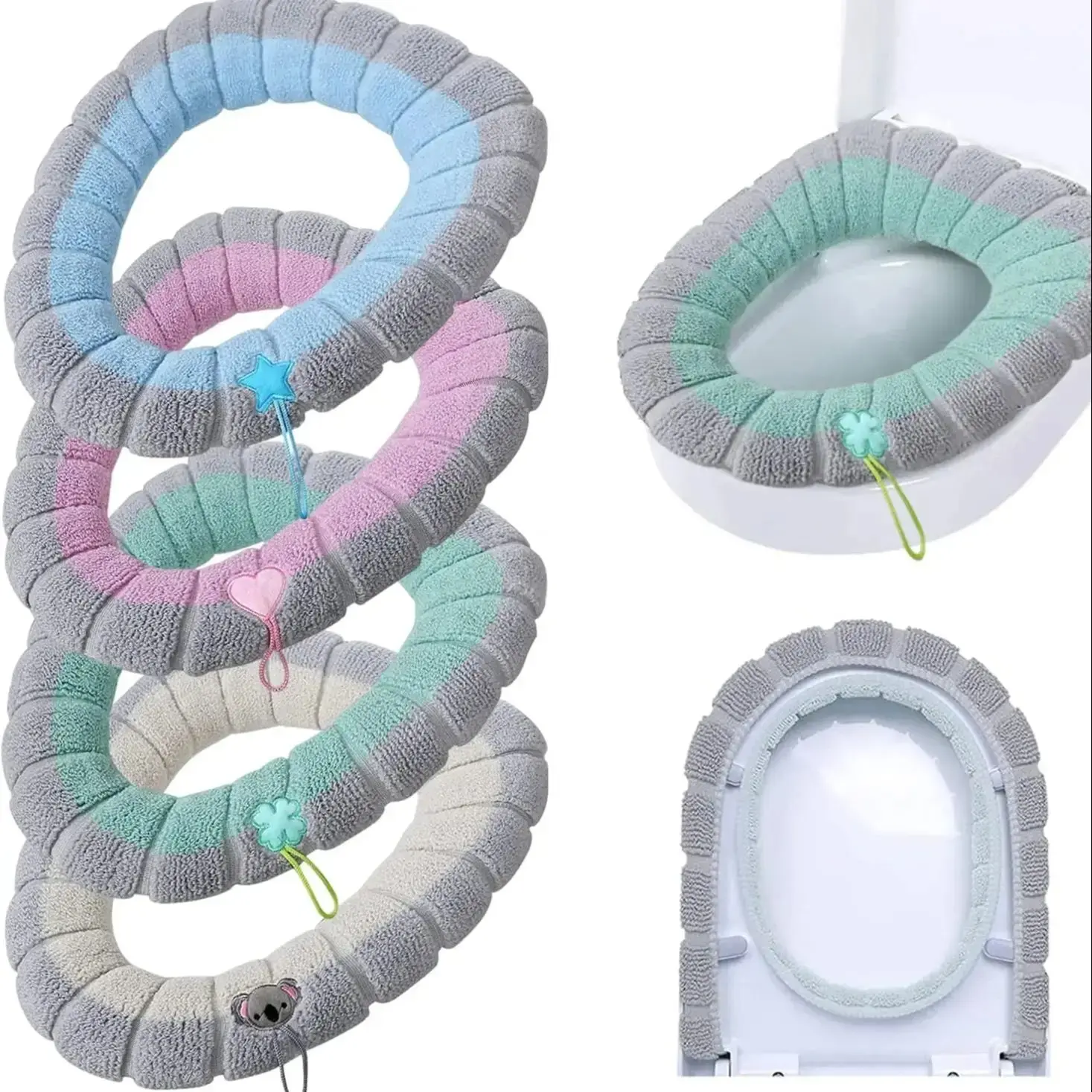 Thick Soft Toilet Seat Cover with Handle, Durable Bathroom Accessory, Comfortable & Stylish Design, Easy Install Solution, Toilet Seat Protector, Toilet Seat Covers for Bathroom