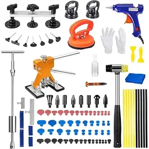 97pcs Dent Puller Kit, Car Dent Puller for Dent Repair, Car Dent Puller Kit with Golden Lifter, Slide Hammer T-Bar, Bridge Puller, Paintless Dent Removal Kit for Car Refrigerator Door Ding Repair