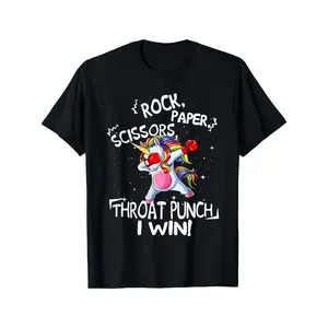 Rock Paper Scissors Throat Punch I Win Unicorn Boxing Men's T-Shirt y2k  outfits  men time  tee  shirt  backwards demon slayer  merch double print oversize lightweight acid valentine gift cadena  mr  stiven Y2K Streetwear  Round Neck Oversized