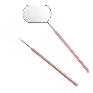 2.2 Inches Stainless Steel Makeup Eyelash Mirror for Eyelash Extensions Accessories Supplies Lash Tech Must Haves Rose Gold