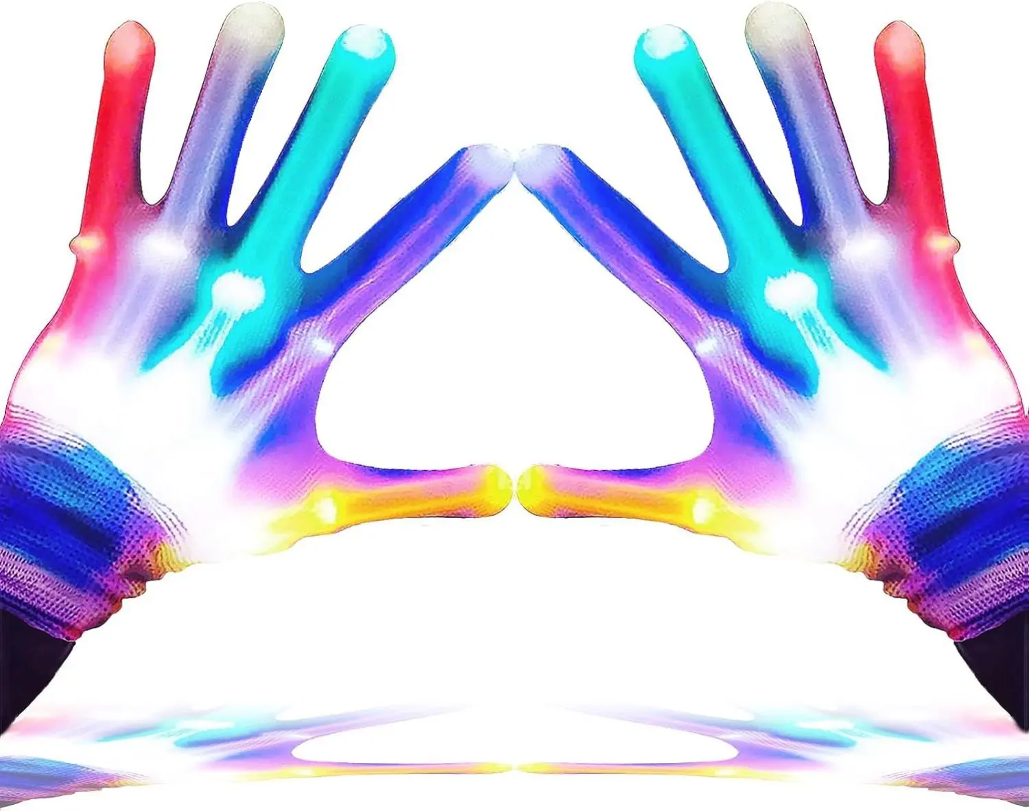 Unisex Synthetic LED Gloves - 6-Mode Colorful Finger Led Lights, Secure Polyester-Nylon Material, 9-12 Years Kids Party Accessories, Ideal Happy Birthday Halloween Gifts with Dance-Light Effects