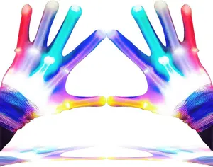 LED Gloves for Kids, Teens & Adults - Finger Light Gloves with 6 Modes - Perfect for 9-12 Year Old Boys & Girls - Ideal for Halloween & Christmas Parties