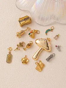 Limited Time Sale! 18K Gold Plated Enamel Charms Set, Mushroom Rabbit Rocket Rose Pendants, Photo Pendant, Stainless Steel DIY Jewelry Findings, Best Gift for Her, TikTok Trending Accessories
