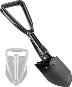 Folding Survival Shovel Military Portable Small Shovel with High Carbon Steel Tactical Entrenching Tool for Hiking Backpacking Gardening