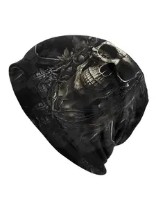 BIIHUDU Men's Pirates of the Caribbean Skeleton Pirate Costume Beanie with Bandana - Fantasy Costume, Themed Party Accessory, Pirate Role-Play Outfit, Iconic Skull Design for Fans
