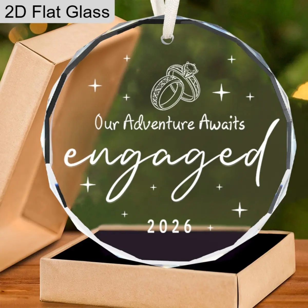 Engagement Gifts for Couples 2026, Glass Engagement Gifts for Newly Engaged Couples, Bride to Be, Women, Fiance, Bride to Be Gift, First Christmas Engaged Ornament 2026, First Christmas Together, Gift Ornaments