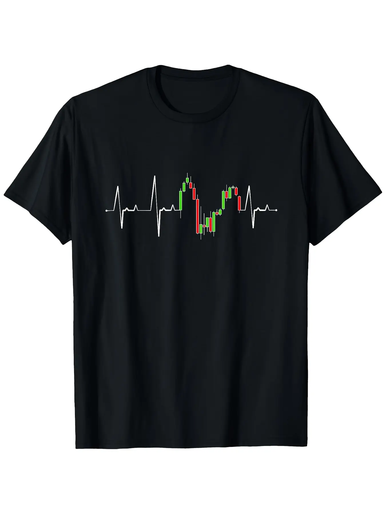 Heart Beat Day Trading & Investing Stock Market Trader T-Shirt, Large Size 180G, Made from Casual All-Season Knitted Fabric, Breathable And Comfy, Perfect for Outings, Leisure, Gatherings, Sports