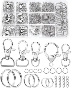 Keychain Making Kit - Keychain Clip with Key Ring, Lobster Claw Clasp, Swivel Snap Hook, Jumprings & Extender Chain for Crafts, DIY Projects & Purse Making Supplies