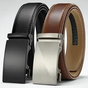 Men's High Quality Leather Ratchet Belt Men 2 Pack - Customizable Fit, Effortless Style Adjustable Waist size (42 to 46)