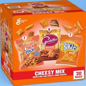 Cheesy Mix Variety Pack Snacks, Chex Mix Cheddar, Bugles Nacho Cheese, Gardetto's Aged Cheddar, 20 Ct, 28.875 oz