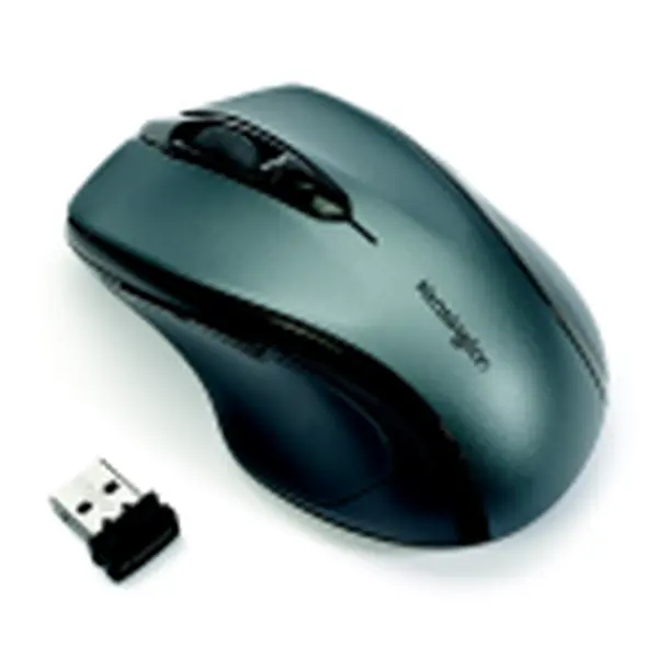 Kensington Pro Fit Ergonomic Support Wireless Mouse - Mid-Sized, Right-Handed for Right-Hand Users, USB Interface, Graphite Gray, High-Definition Optical Sensor, Storable Nano Receiver, Travel-Friendly, Precise Control, for Desktop PC & Mobile Laptop