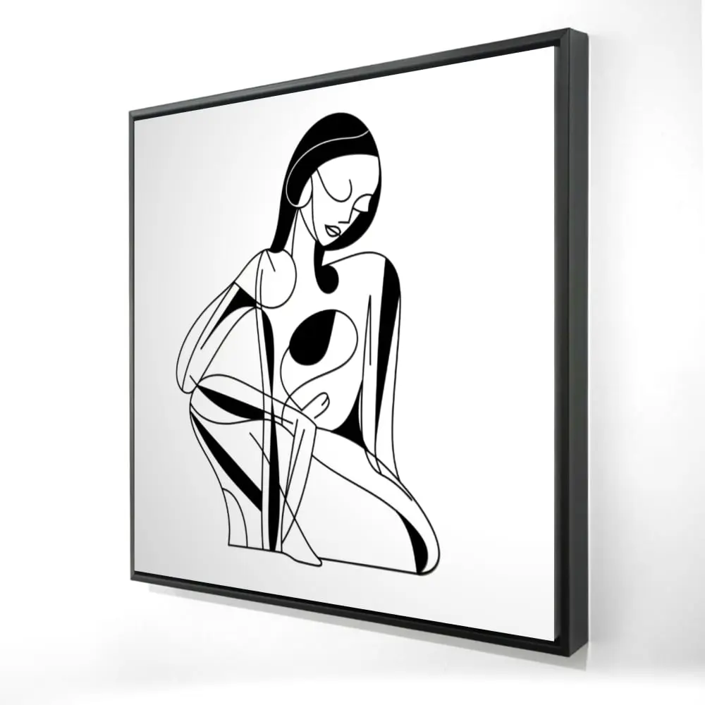 Begin Home Decor 2081-2424-FI101 24 x 24 in. Feminine Lines Abstract Bedroom Framed Canvas - Home Decor
