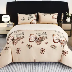 This 3-piece butterfly and floral print duvet cover set, Decorative duvet cover, Boho (1 duvet cover + 2 pillowcases) suitable for bedrooms/dormitories, features washed and brushed finish, soft, comfortable, skin-friendly