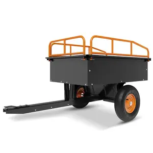 Heavy Duty ATV Trailer Steel Dump Cart, 750 LBS 15 Cubic Feet, Garden Utility with Removable Sides for Riding Lawn Mower Tractor hand  cart