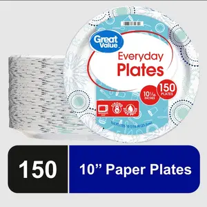 Great Value Everyday Disposable Paper Plates, 10", 150 Count