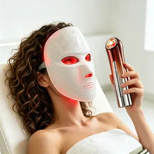 7-Color LED Face Mask, USB Rechargeable Facial Skin Care Mask with Touch Screen, Portable Multi-Functional LED Light Therapy Mask, Anti-Aging Skin Rejuvenation Beauty Device, Ideal Valentine’s Day Gift for Women Girlfriend
