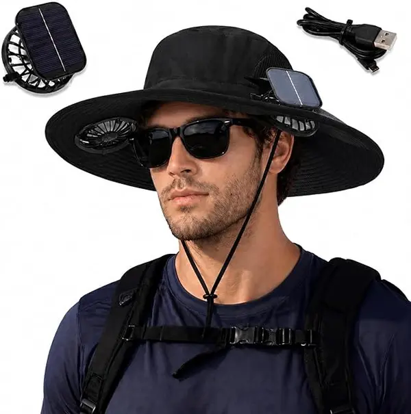 Outdoor Camping Sun Hat with 2 Fans, Suitable forWomen Fishing Hat, Summer Hat, Fan Hat, Suitable forMen and Women Gardening, Beach, Travel, Camping,Sports