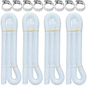 Pool Hoses for Above Ground Pools, 4 Pack 1.25 x 59 Inch Pool Filter Pump Hoses, Compatible with Intex Pool Filter Pump 607, 637 With 8 Metal Clamps(4)