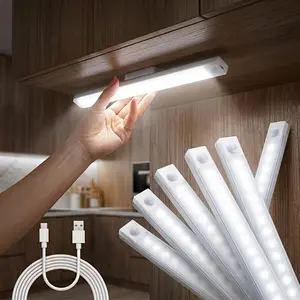 Magnetic Adjustable Compact LED Under-Cabinet Light - USB Rechargeable, Human Motion Sensor, Long-Lasting Lithium Polymer Battery Modern Tube Light for Kitchen, Stairs, Led Lights, Adjustable Under-Cabinet Lights