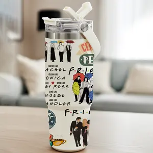 Auracup 1pc 30oz Stainless Steel Insulated Tumbler, Vacuum Insulated Tumbler, Friends TV Show Design, with Lid and Straw, Keep Hot 12H / Cold 24H, Great for Coffee Lovers, Office, Travel, Gift for Sitcom Fans, Valentine’s Day, Birthd