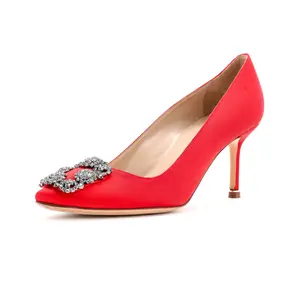 Pre-owned Manolo Blahnik Women's Hangisi Pumps Satin 90 by Rebag