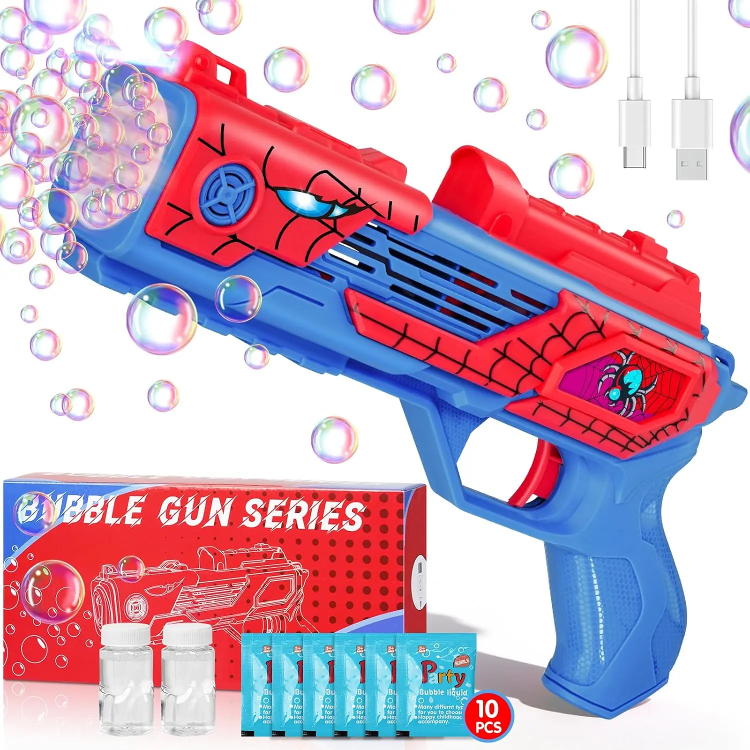 Rechargeable Bubble Gun for Kids, Toys for Boys 3-4, 4-6, Bubble Machine for Kids, Outdoor Toys for Kids Age 4-8, Easter, Summer, Wedding, Party Favors, Halloween, Birthday Gifts