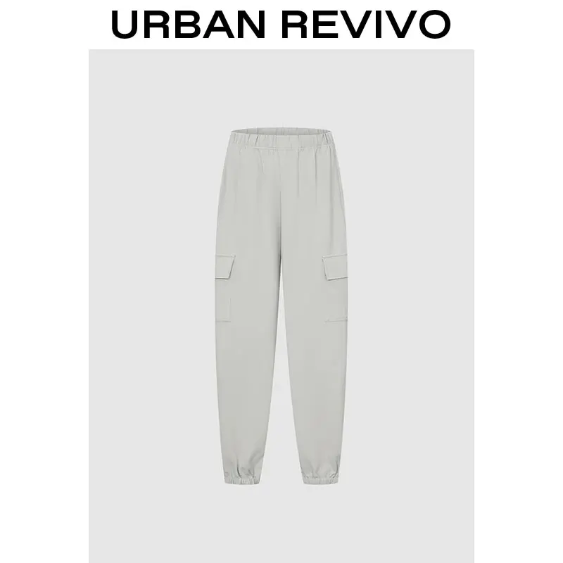 URBAN REVIVO Women's Cuffed Jogger Sweatpants UYY650002 - Casual Wear, Streetwear, Relaxed Fit, Side Pockets, Simple Look, Spring Style, Cuffed Joggers, Cargo Joggers